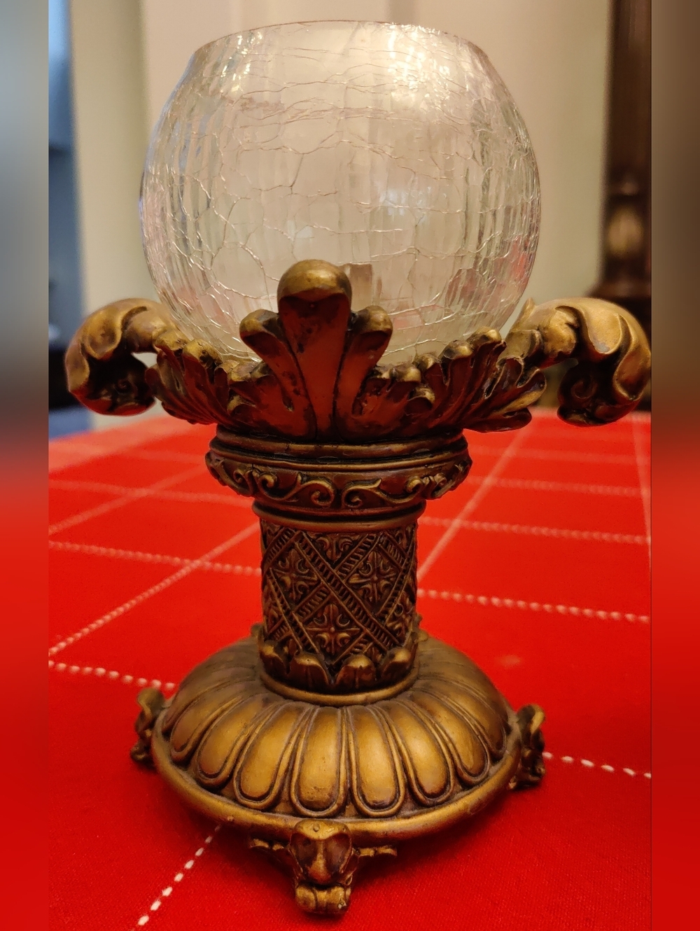 Ornate Gold Glass Globe Candle Holders - Set of 2 - Picture 3 of 10